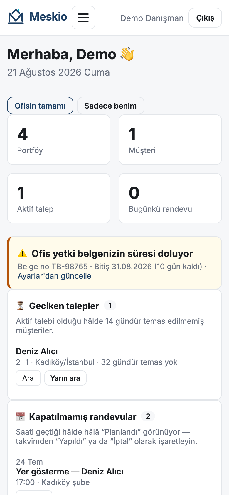 Meskio paneli telefonda